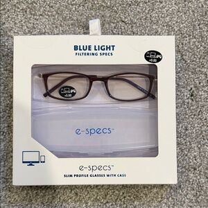 Blue Light Filtering Glasses Brown case specs E-specs reduce fatigue +0.00